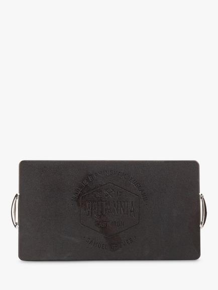 Samuel Groves Britannia Cast Iron Double Burner Griddle, 45 x 25cm - view 2, Black