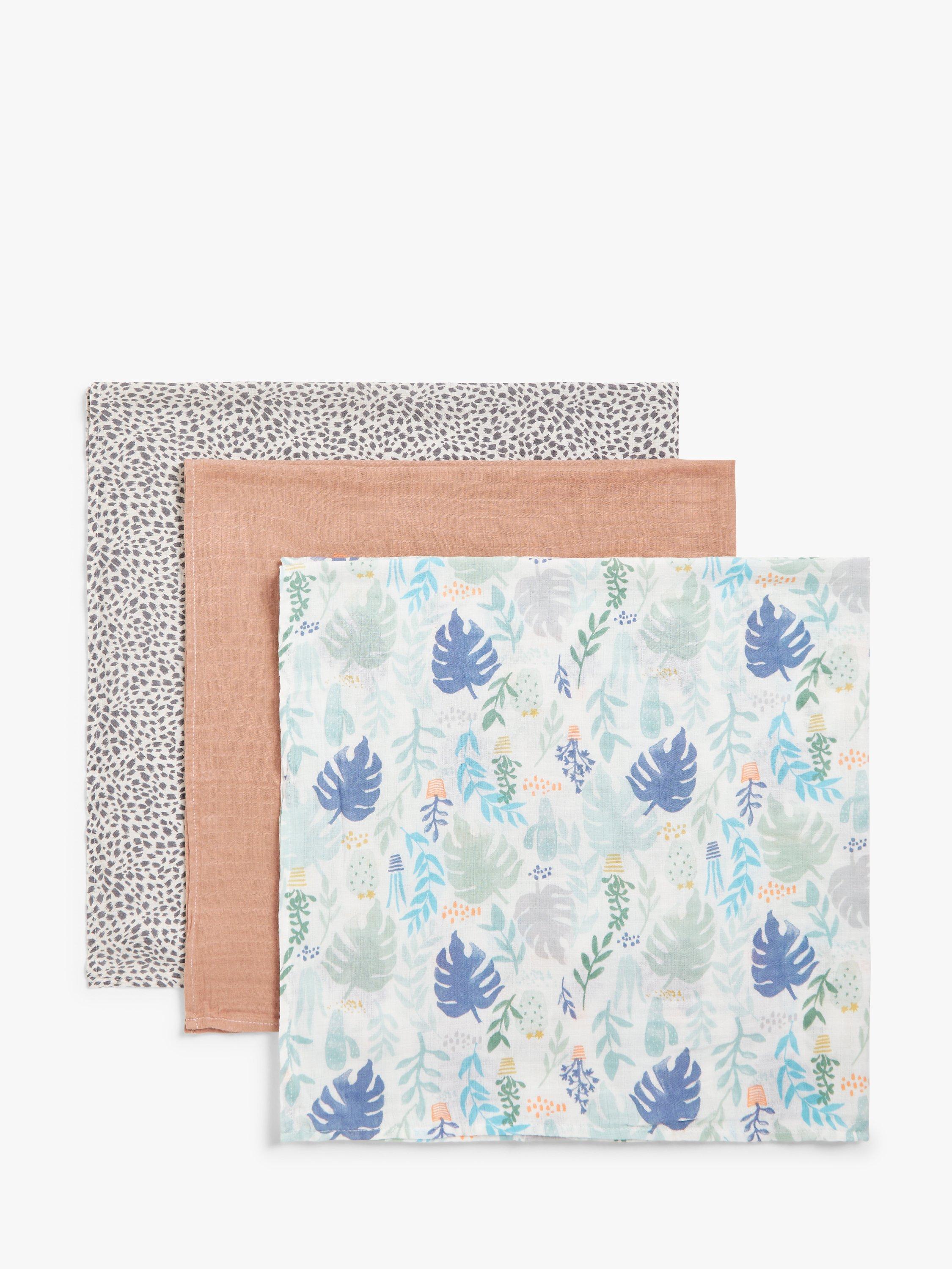 John Lewis Botanical Boxed Print Muslin Squares, Pack of 3, Multi