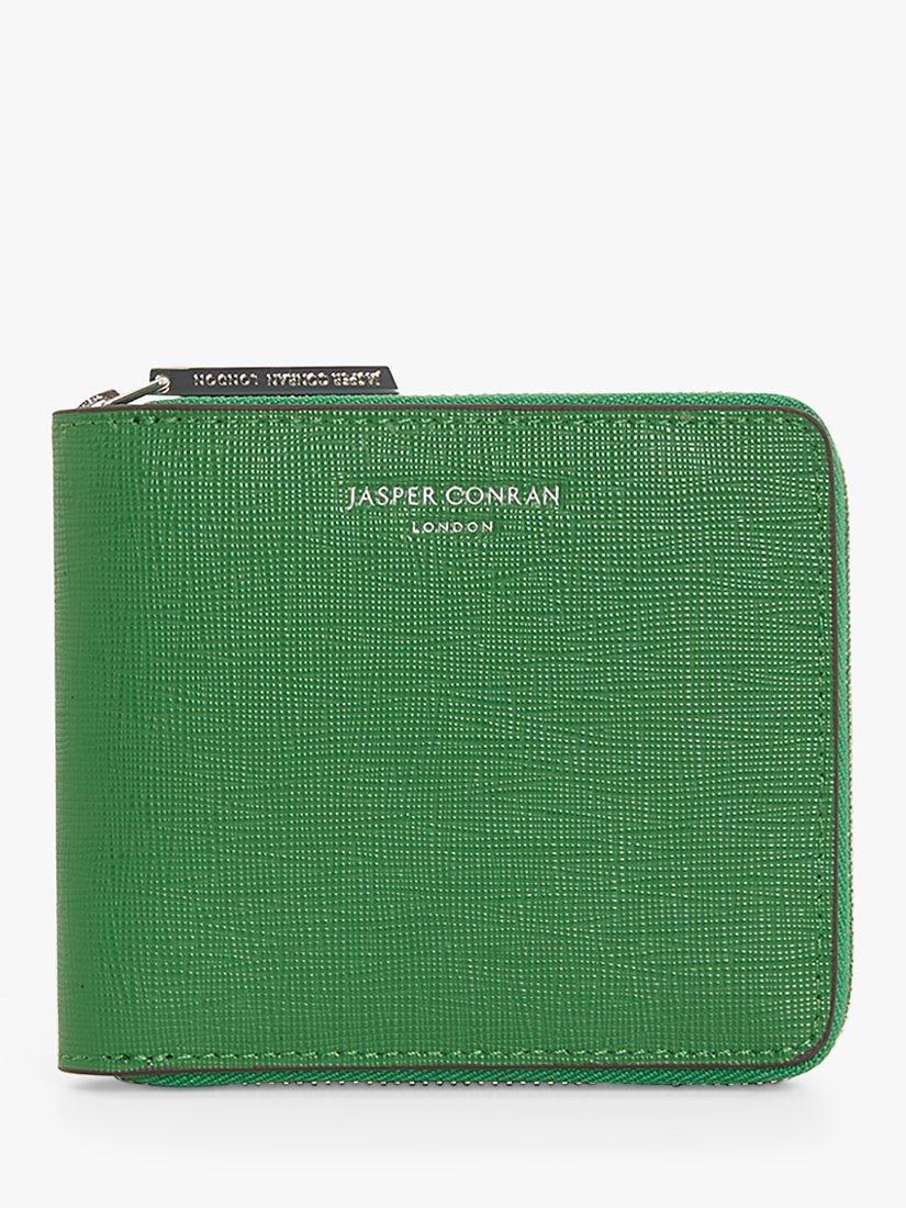 Product image 1 of 5, which shows Jasper Conran London Bee Small Cross Hatch Leather Purse, Green