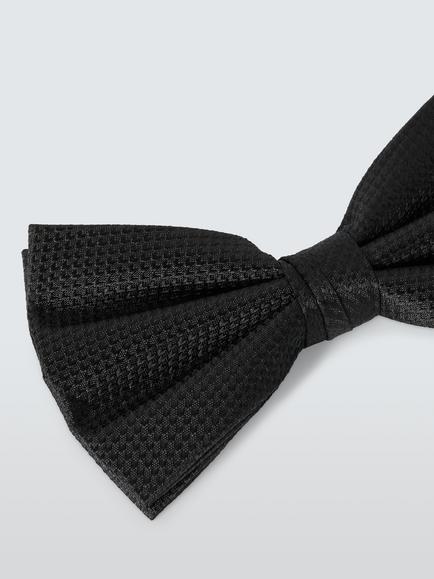 John Lewis Textured Silk Bow Tie, Black - view 2, Black