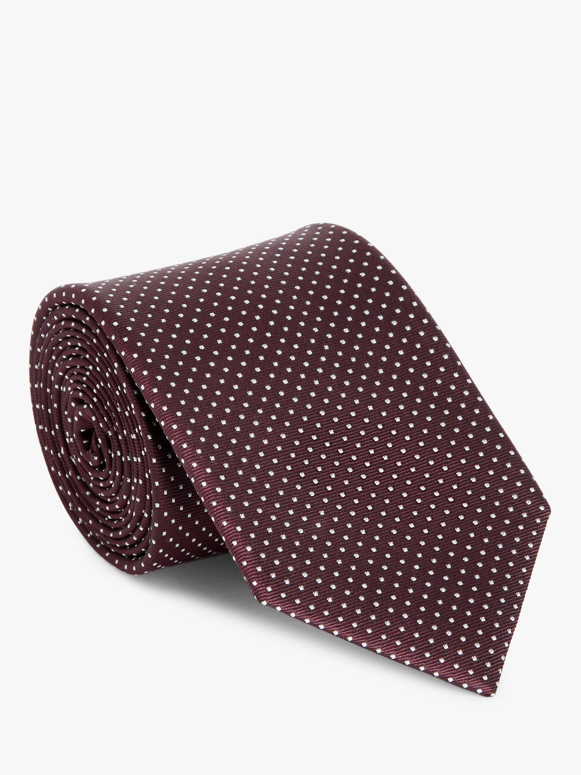 John Lewis Mini Spot Silk Tie, Burgundy