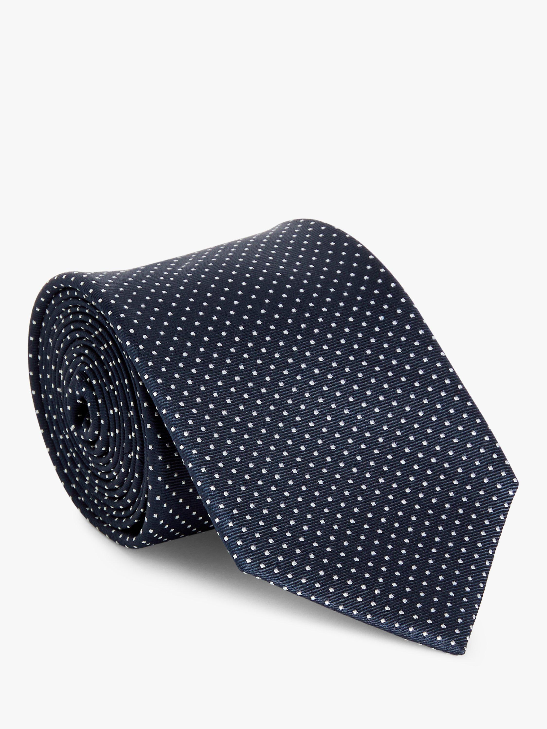 John Lewis Mini Spot Silk Tie, Navy
