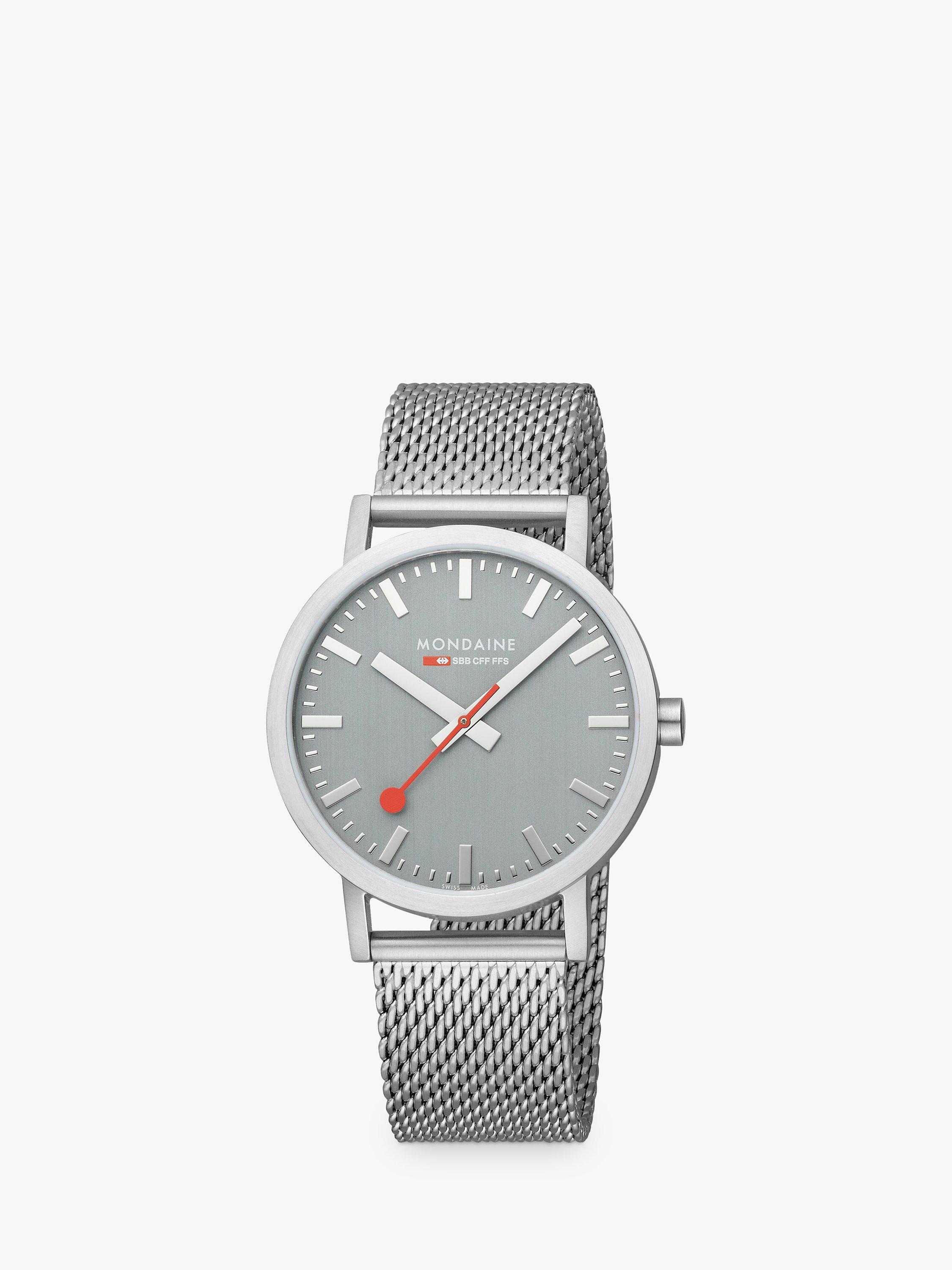 Mondaine Unisex SBB Classic 40mm Mesh Strap Watch, Silver/Grey A660.30360.80SBJ