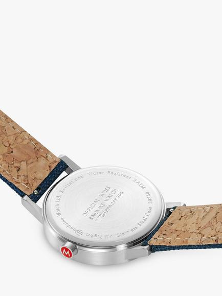 Mondaine A660.30360.40SBD Unisex SBB Classic 40mm Fabric Strap Watch, Blue - view 2, Blue A660.30360.40sbd