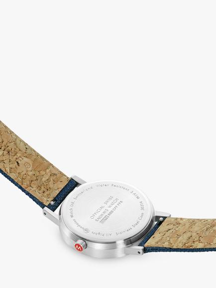 Mondaine A660.30314.40SBD Unisex SBB Classic 36mm Fabric Strap Watch, Blue - view 2, Blue A660.30314.40sbd