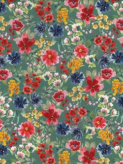 Oddies Textiles Digital Floral Poplin Fabric, Green, Green