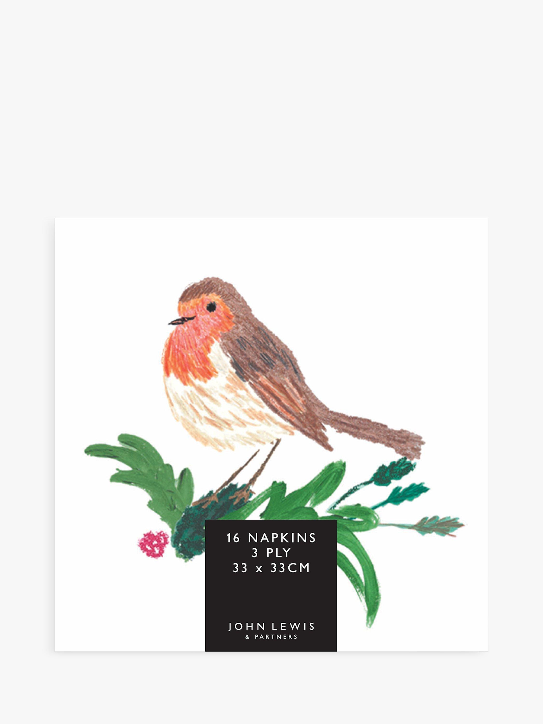 John Lewis Robin Foliage Paper Napkins, Pack of 16