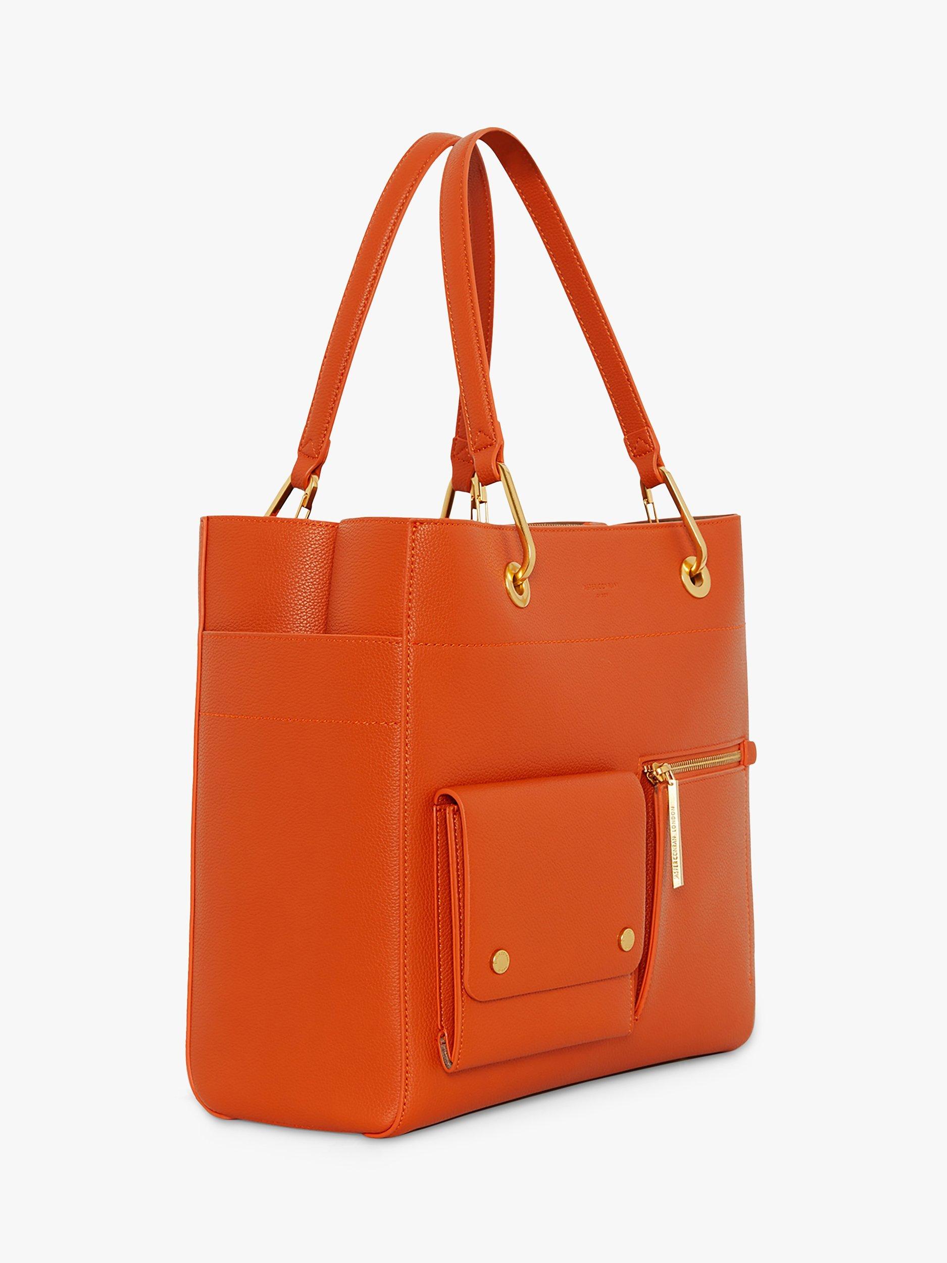 Product image 4 of 5, which shows Jasper Conran London Baylee Double Pocket  Faux Leather Tote Bag, Orange