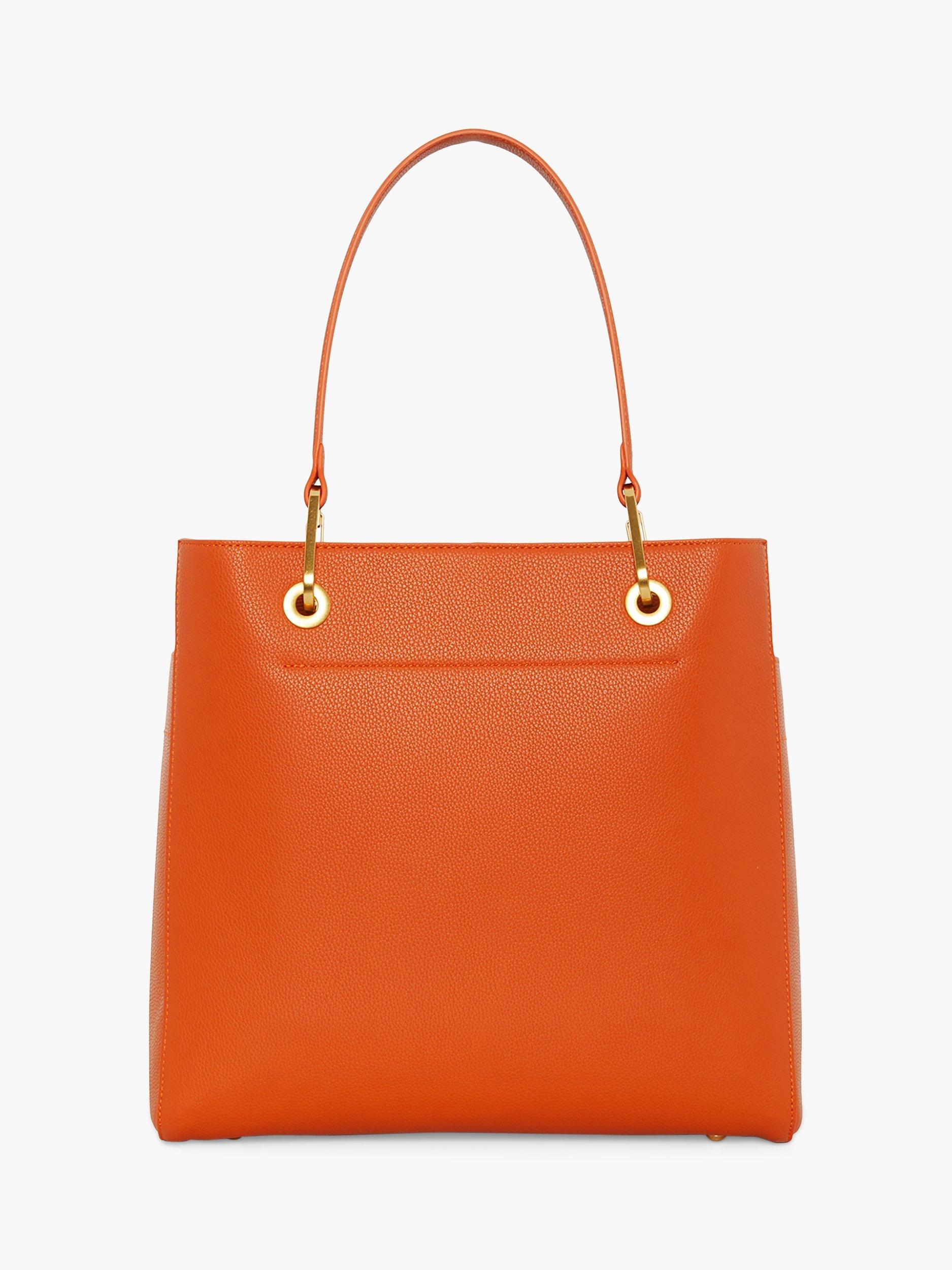Product image 3 of 5, which shows Jasper Conran London Baylee Double Pocket  Faux Leather Tote Bag, Orange