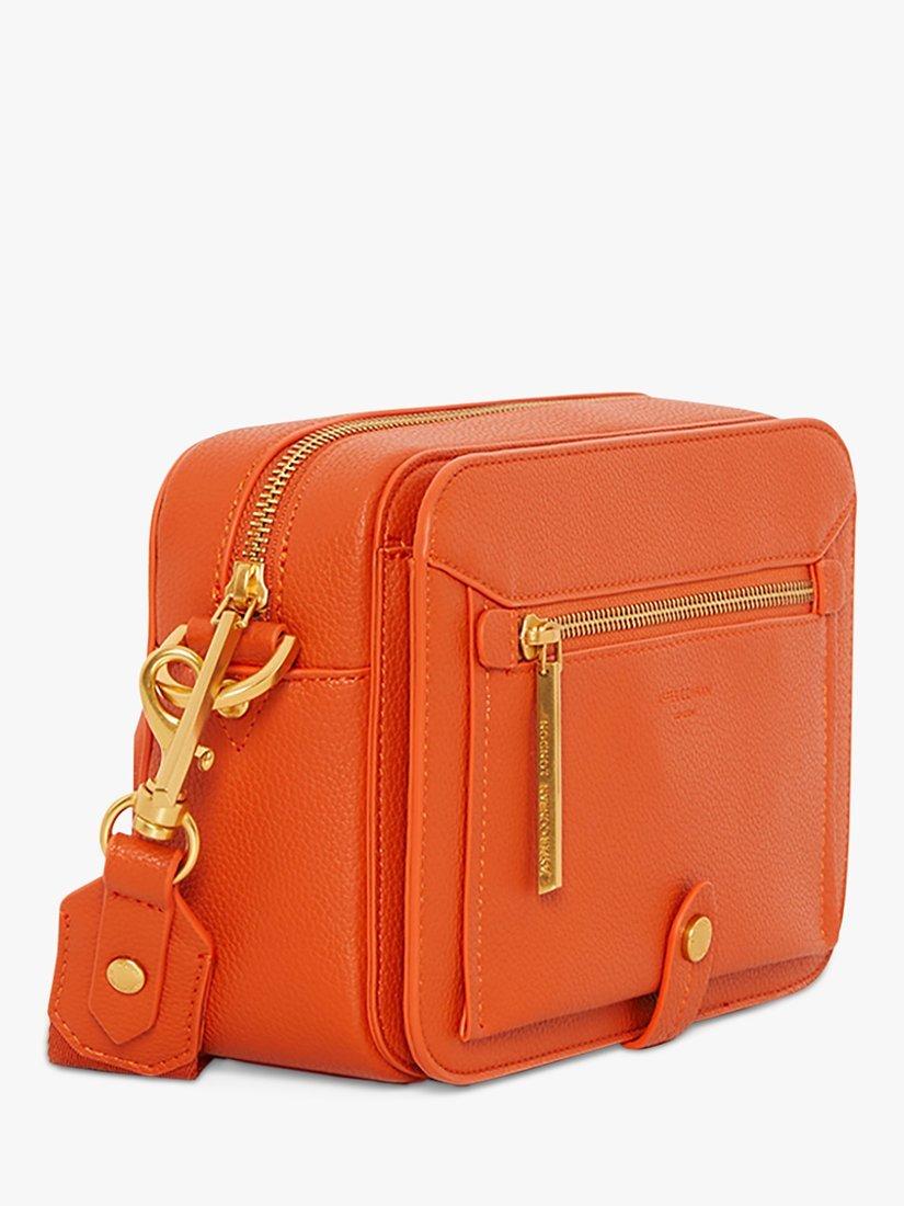 Jasper Conran London Baylee Double Pocket Faux Leather Toaster Cross Body Bag Orange