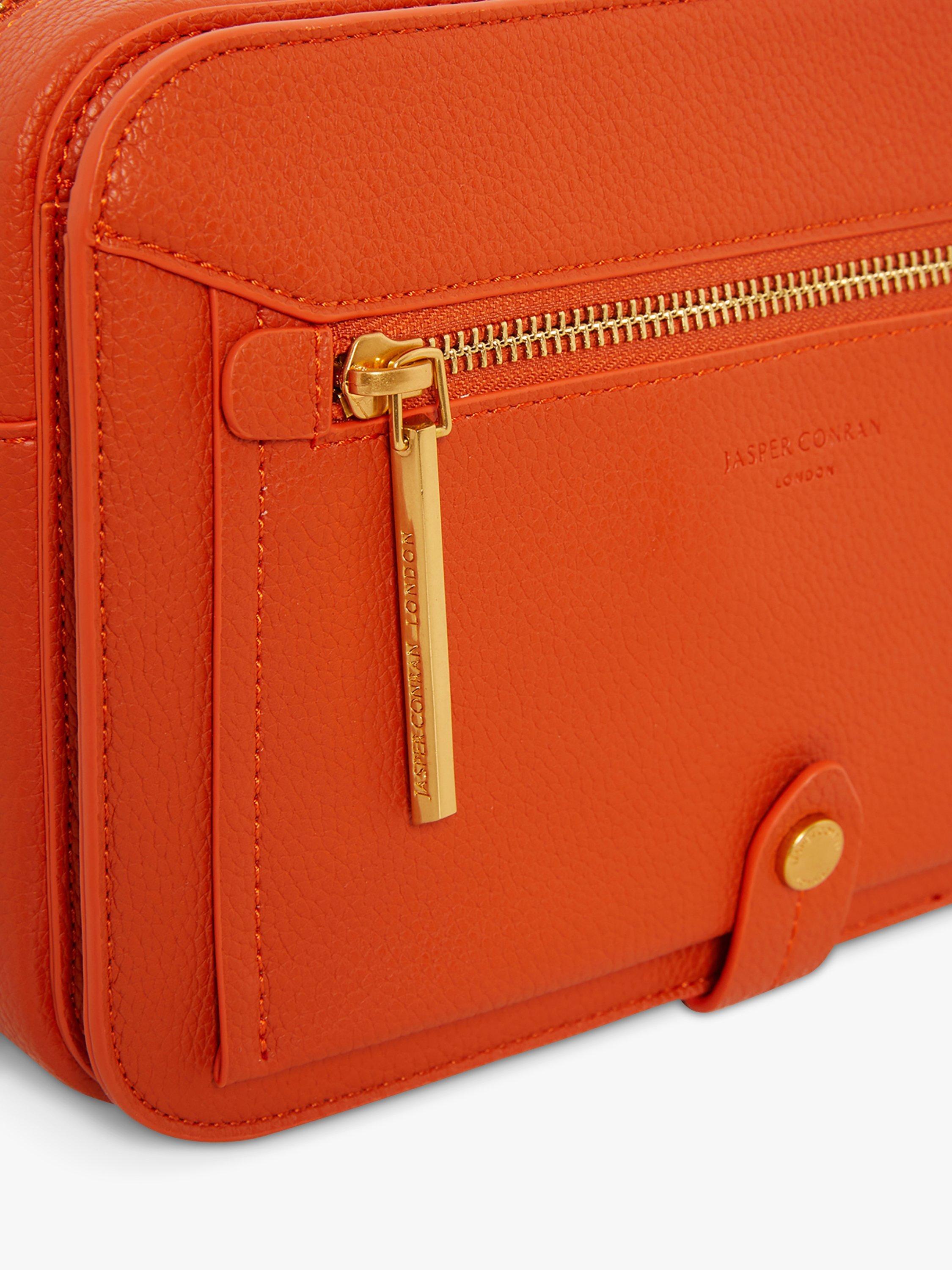Product image 4 of 4, which shows Jasper Conran London Baylee Double Pocket Faux Leather Toaster Cross Body Bag, Orange