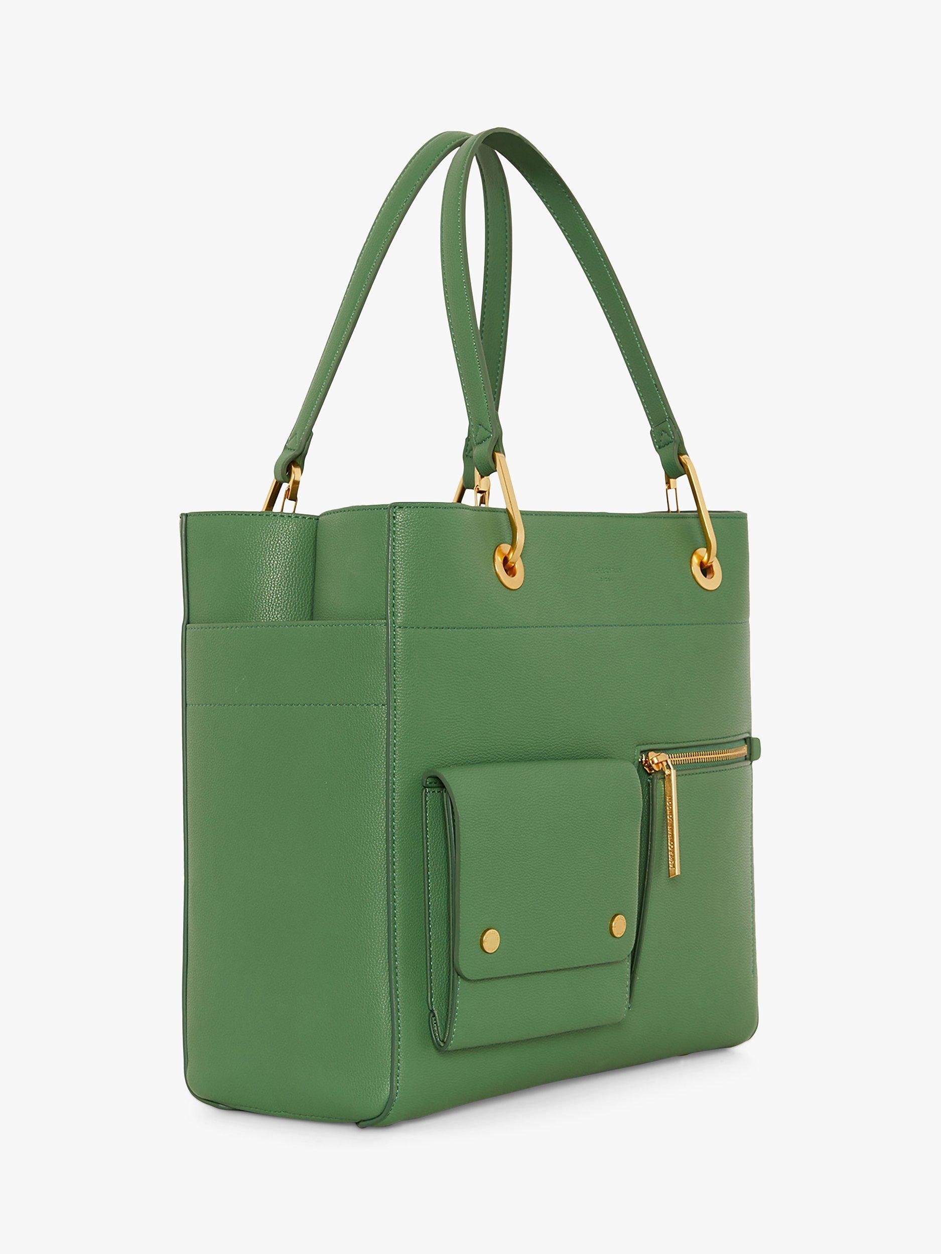 Product image 4 of 5, which shows Jasper Conran London Baylee Double Pocket  Faux Leather Tote Bag, Green