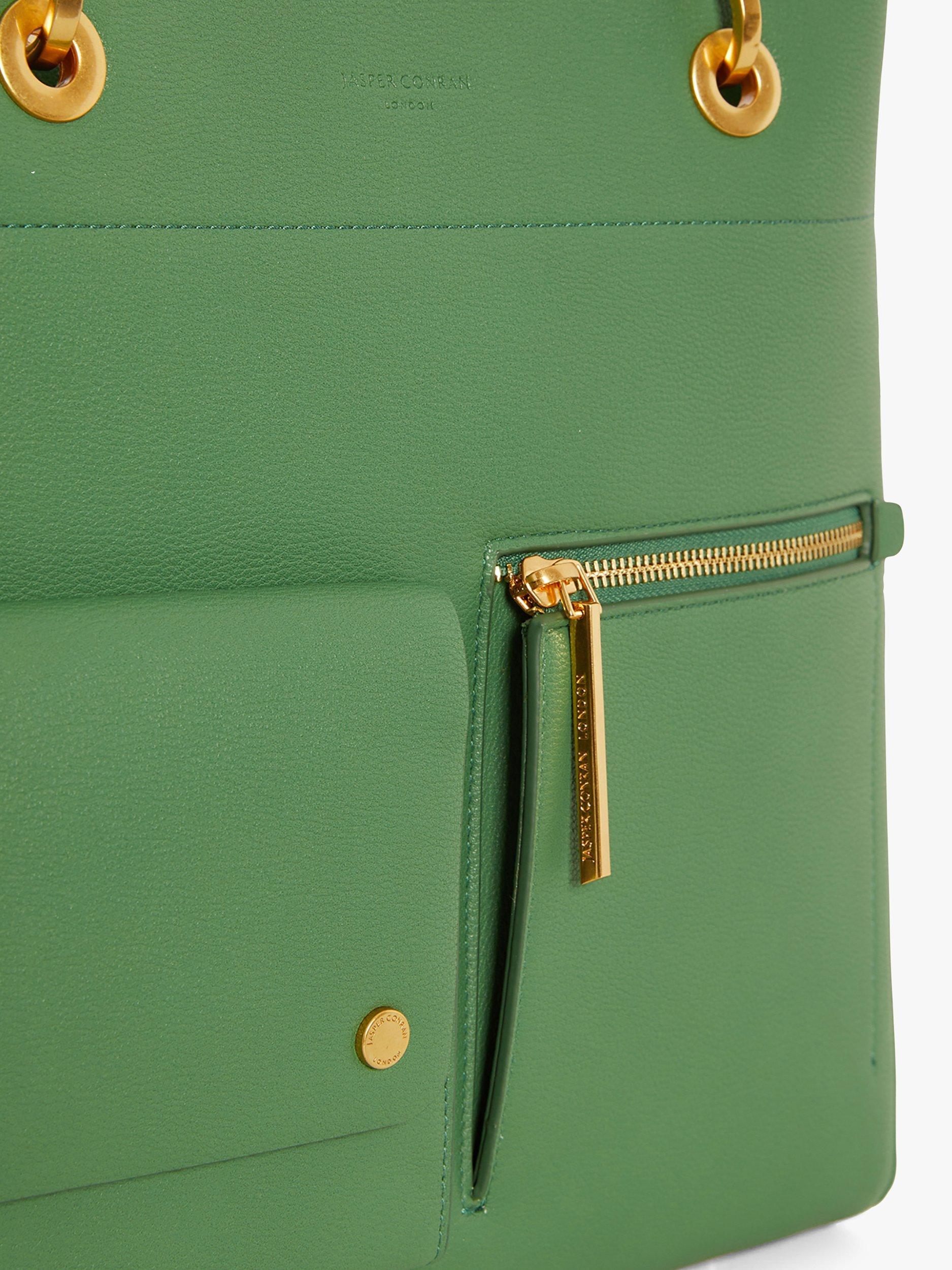 Product image 5 of 5, which shows Jasper Conran London Baylee Double Pocket  Faux Leather Tote Bag, Green