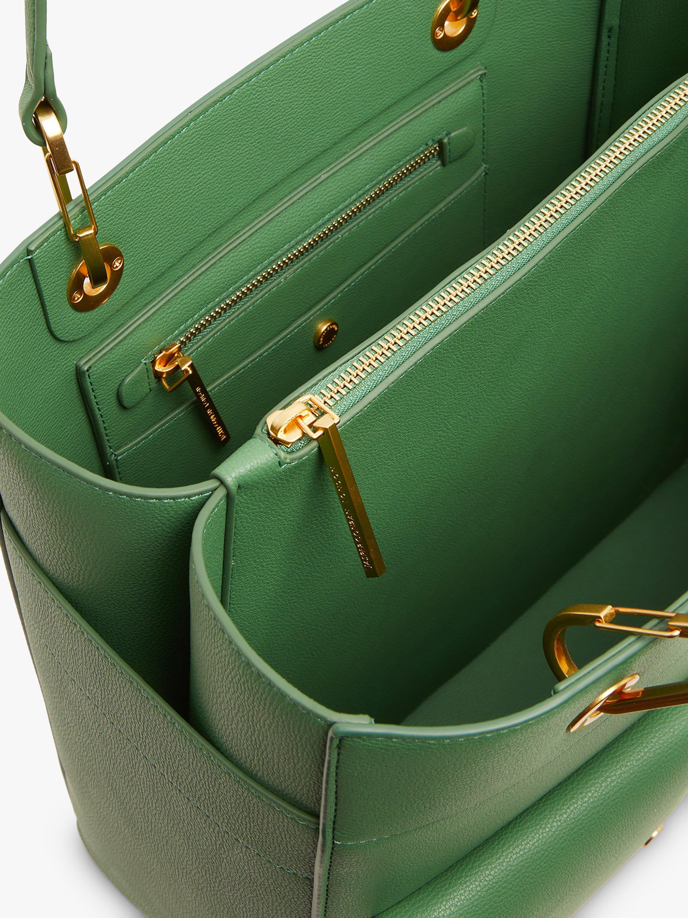 Product image 2 of 5, which shows Jasper Conran London Baylee Double Pocket  Faux Leather Tote Bag, Green