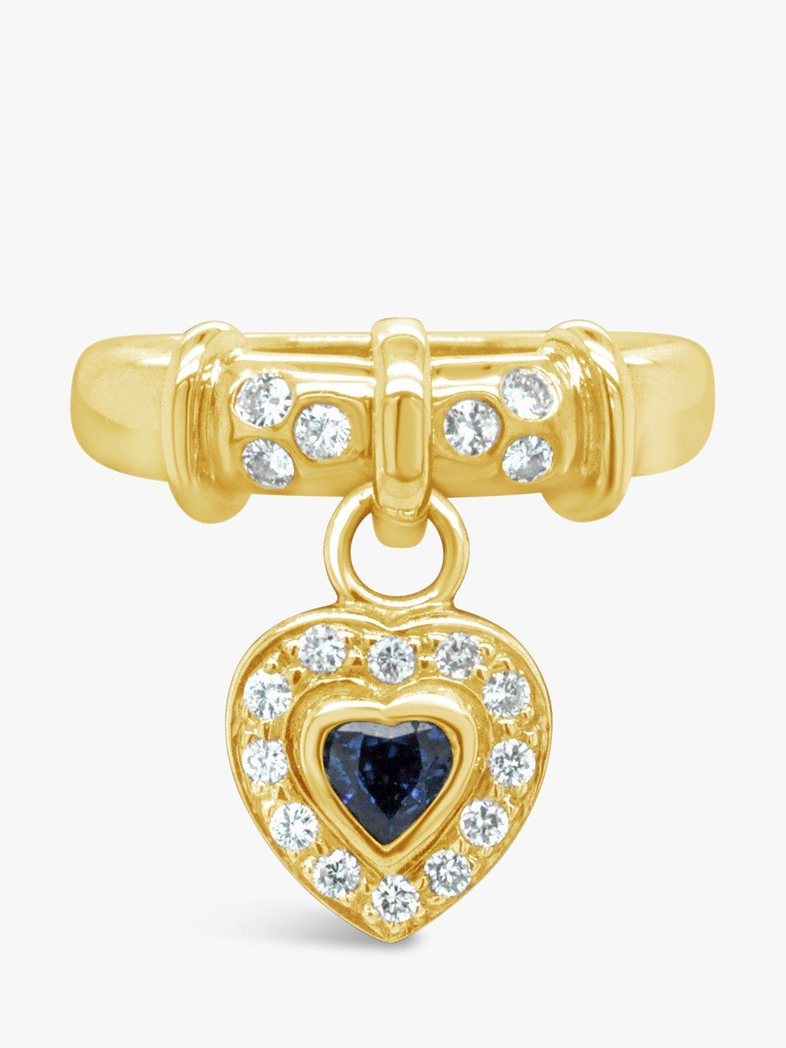 Product image 1 of 3, which shows Milton & Humble Jewellery Pre-Loved 18ct Yellow Gold Sapphire & Diamond Heart Drop Ring