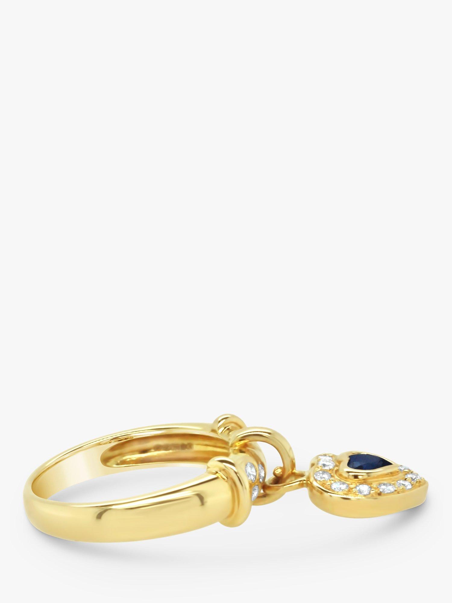 Product image 2 of 3, which shows Milton & Humble Jewellery Pre-Loved 18ct Yellow Gold Sapphire & Diamond Heart Drop Ring