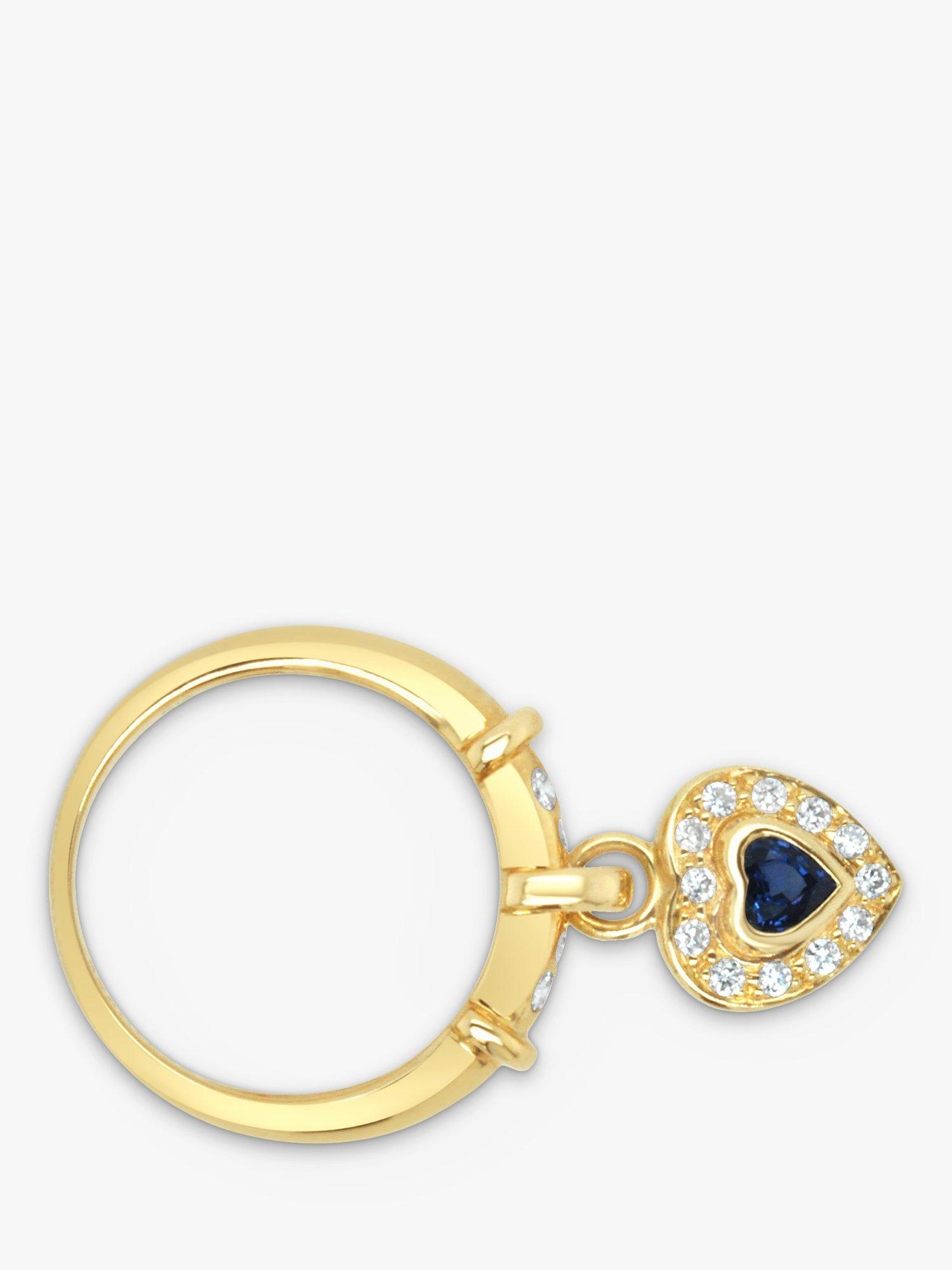 Product image 3 of 3, which shows Milton & Humble Jewellery Pre-Loved 18ct Yellow Gold Sapphire & Diamond Heart Drop Ring