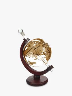 Mixology World Globe Decanter with Wood Cradle, 750ml, Natural/Clear, Natural/Clear