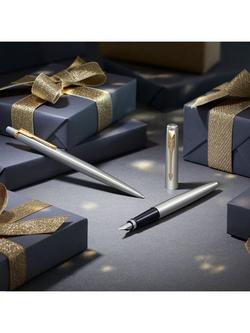 PARKER Jotter Stainless Steel Gold Trim Ballpoint & Fountain Pen Set - view 2, Multi