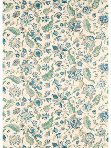 Sanderson Newnham Courtney Made to Measure Curtains or Roman Blind, Eucalyptus/Cadet Blue, Eucalyptus/Cadet Blue