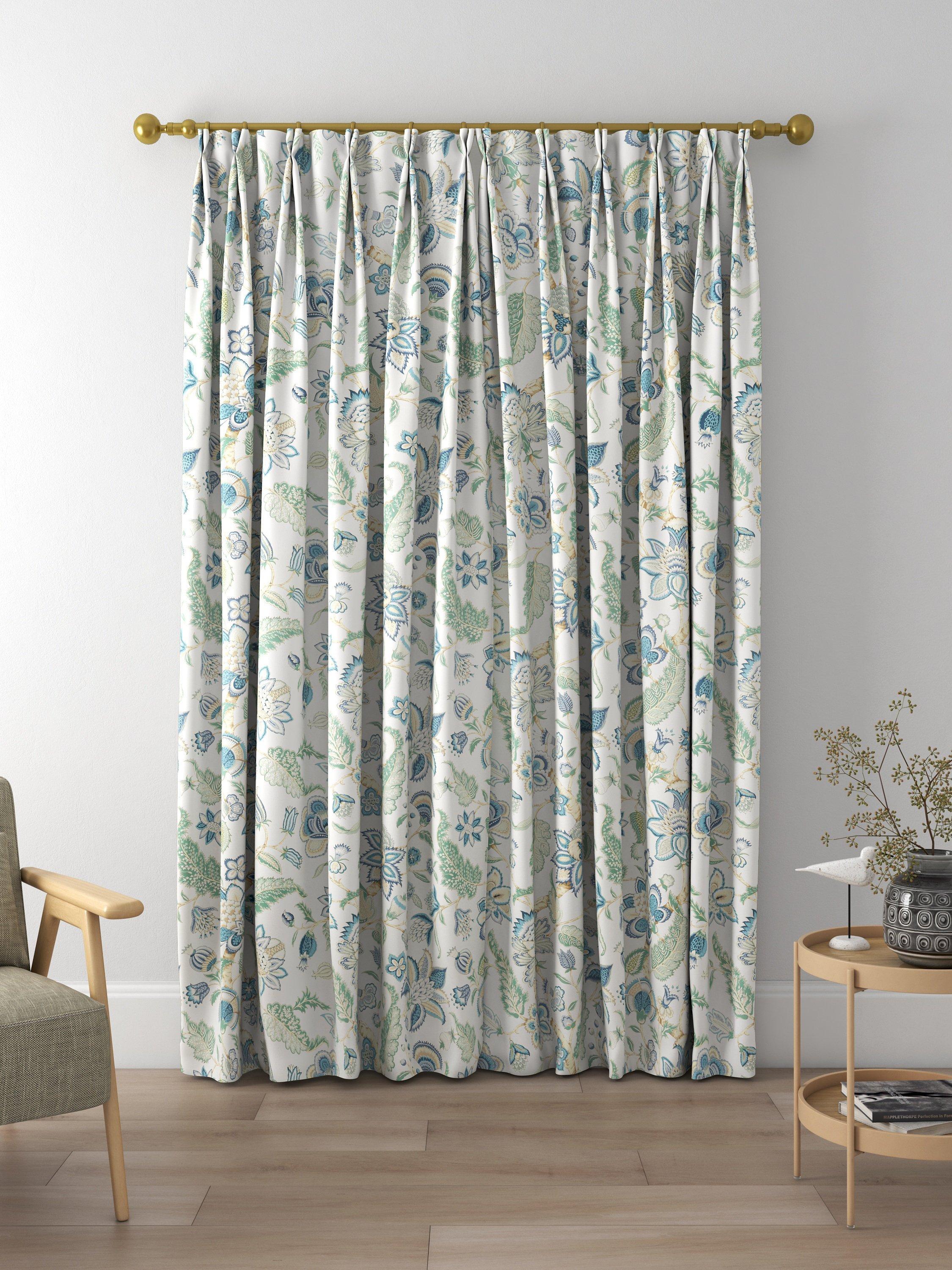 Sanderson Newnham Courtney Made to Measure Curtains, Eucalyptus/Cadet Blue