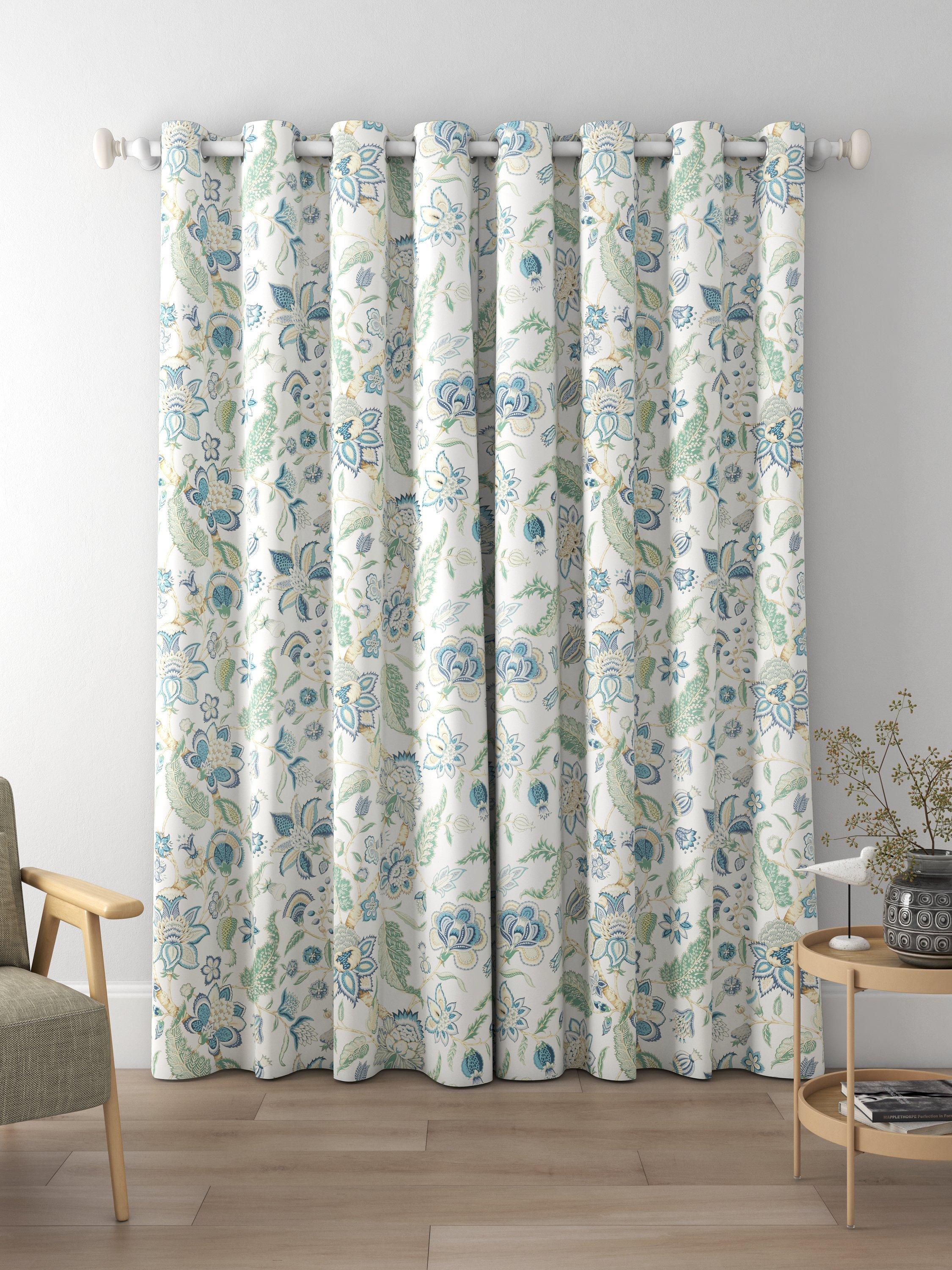 Sanderson Newnham Courtney Made to Measure Curtains, Eucalyptus/Cadet Blue