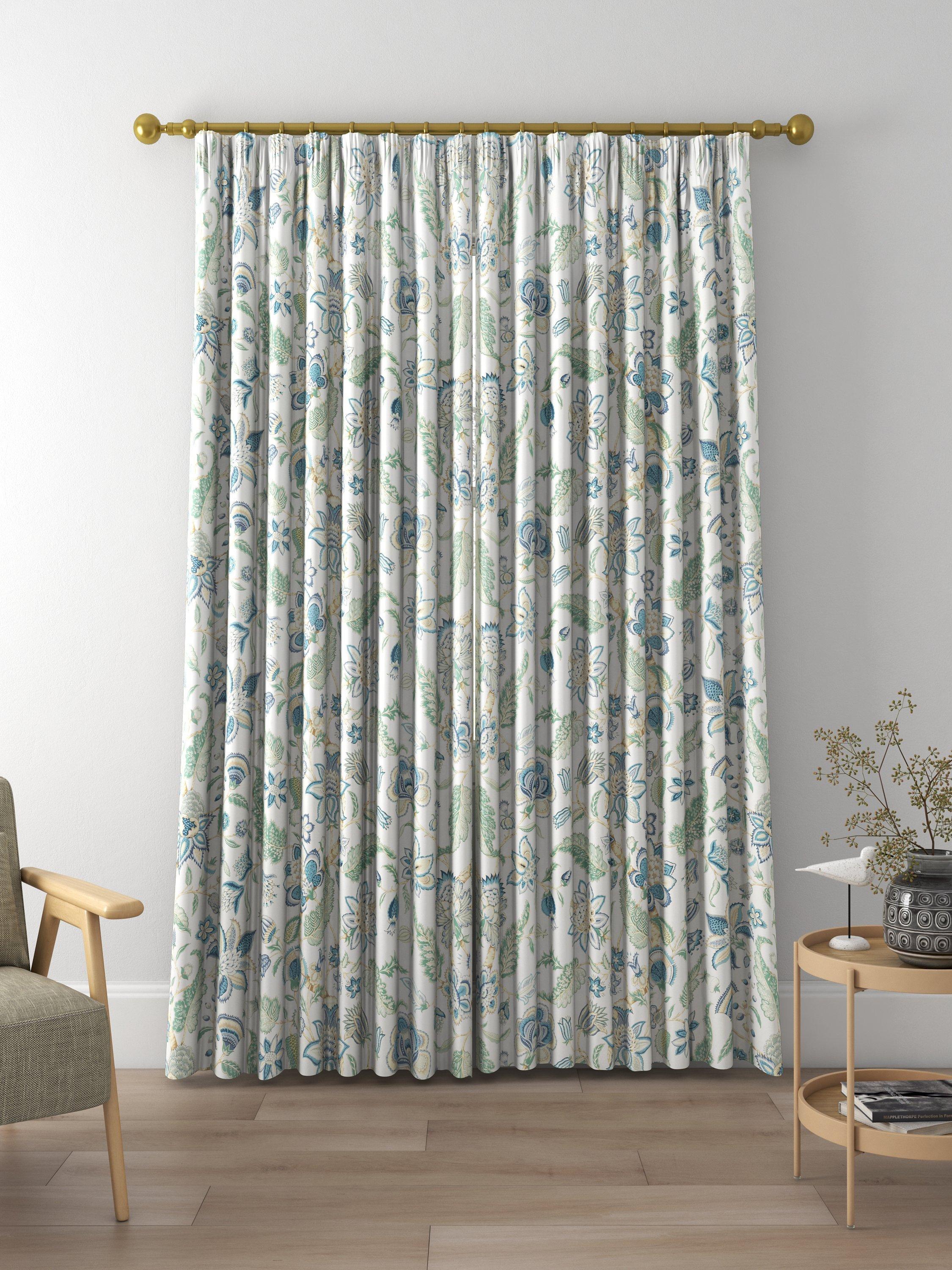 Sanderson Newnham Courtney Made to Measure Curtains, Eucalyptus/Cadet Blue