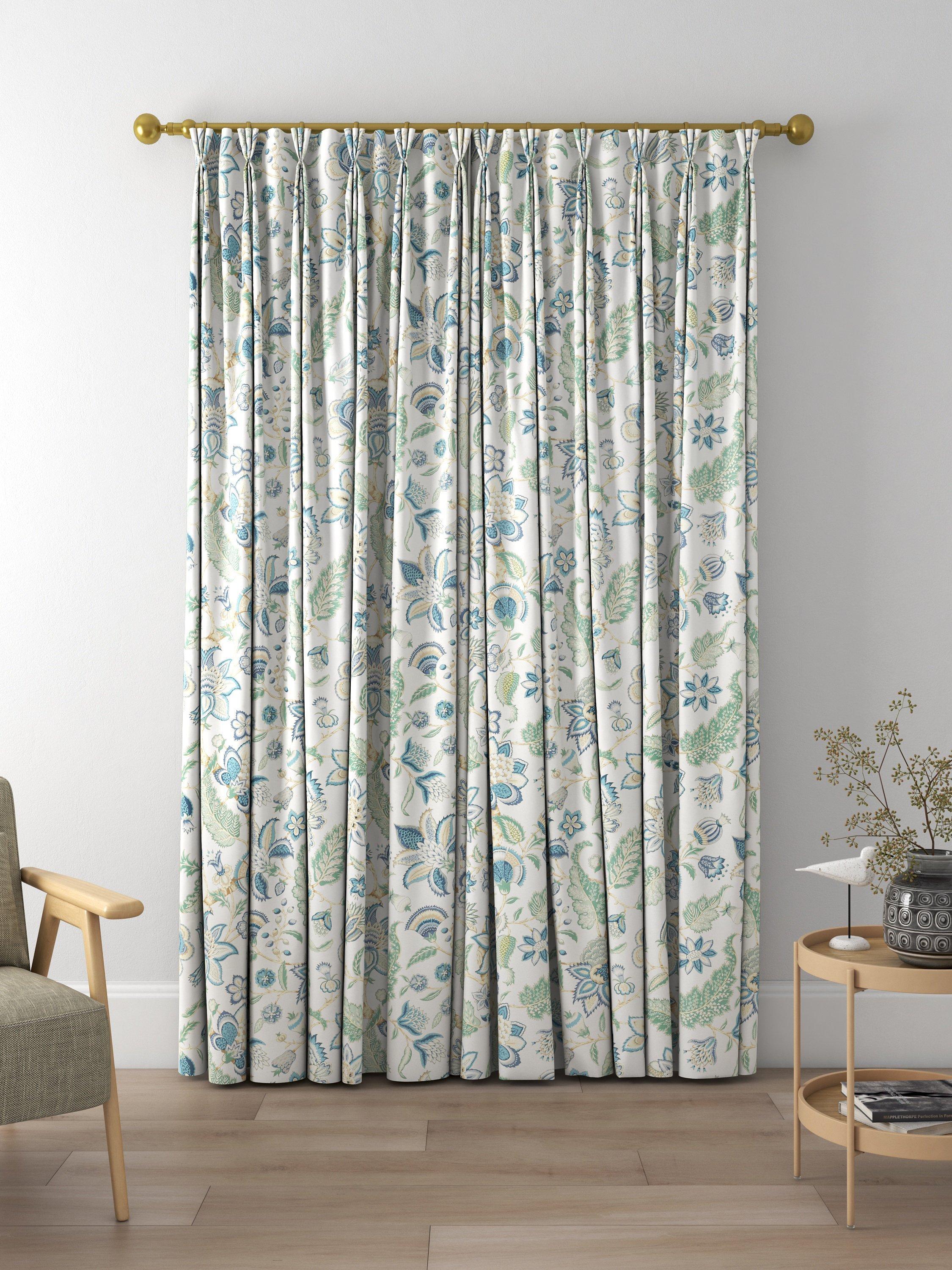 Sanderson Newnham Courtney Made to Measure Curtains, Eucalyptus/Cadet Blue