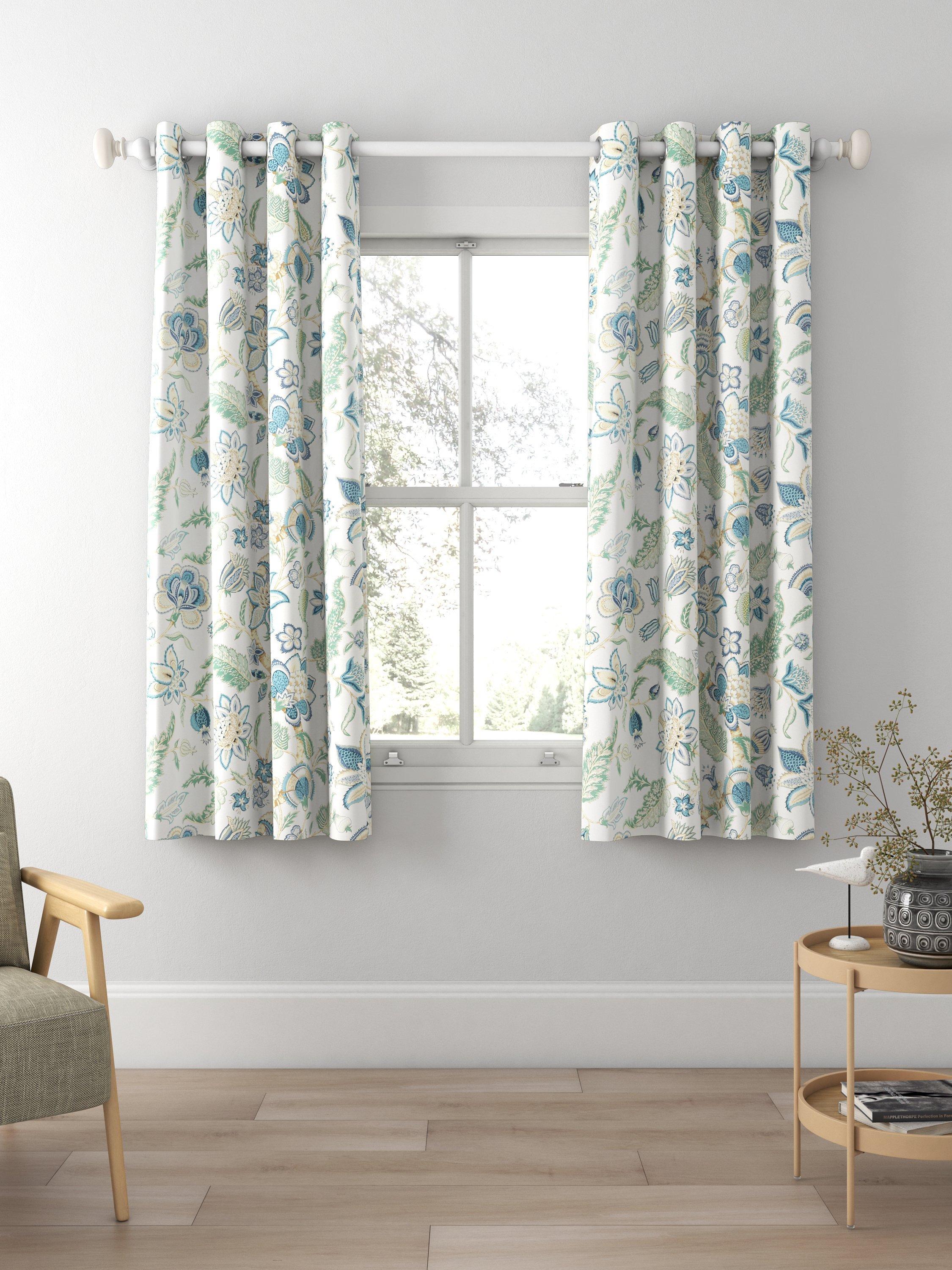 Sanderson Newnham Courtney Made to Measure Curtains, Eucalyptus/Cadet Blue