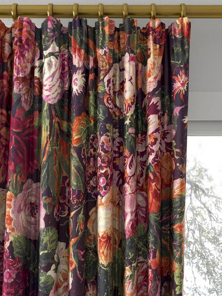 Sanderson Very Rose and Peony Made to Measure Curtains or Roman Blind, Wild Plum - view 2, Wild Plum
