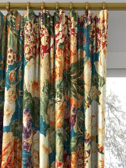 Sanderson Very Rose and Peony Made to Measure Curtains or Roman Blind, Kingfisher/Red Berry - view 2, Kingfisher/Red Berry