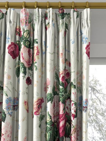 Sanderson Stapleton Park Made to Measure Curtains or Roman Blind, Cream/Pink - view 2, Cream/Pink