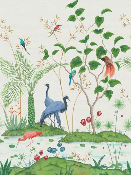 Osborne & Little Mirage Wallpaper Panel, Ivory Grasscloth W7610-02, Ivory Grasscloth W7610-02