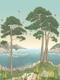 Osborne & Little Coastline Wallpaper Panel, W7680-03, Blue W7680-02