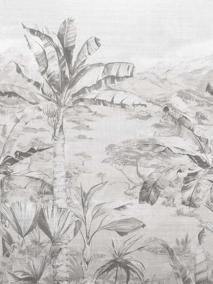 Osborne & Little Martinique Wallpaper Panel, Graphite W7615-03