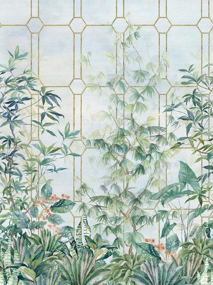 Osborne & Little Katsura Wallpaper Panel, Green W7611-02