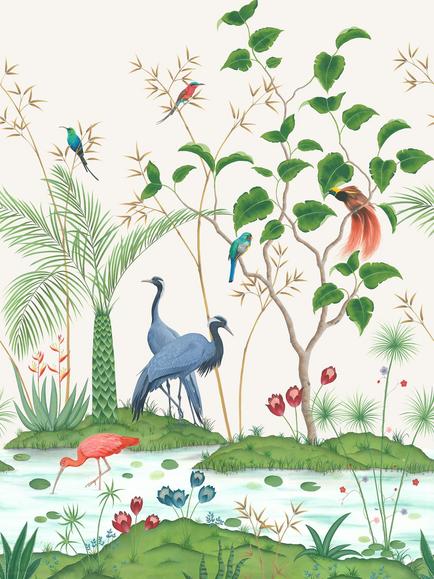 Osborne & Little Mirage Wallpaper Panel, Ivory W7610-01