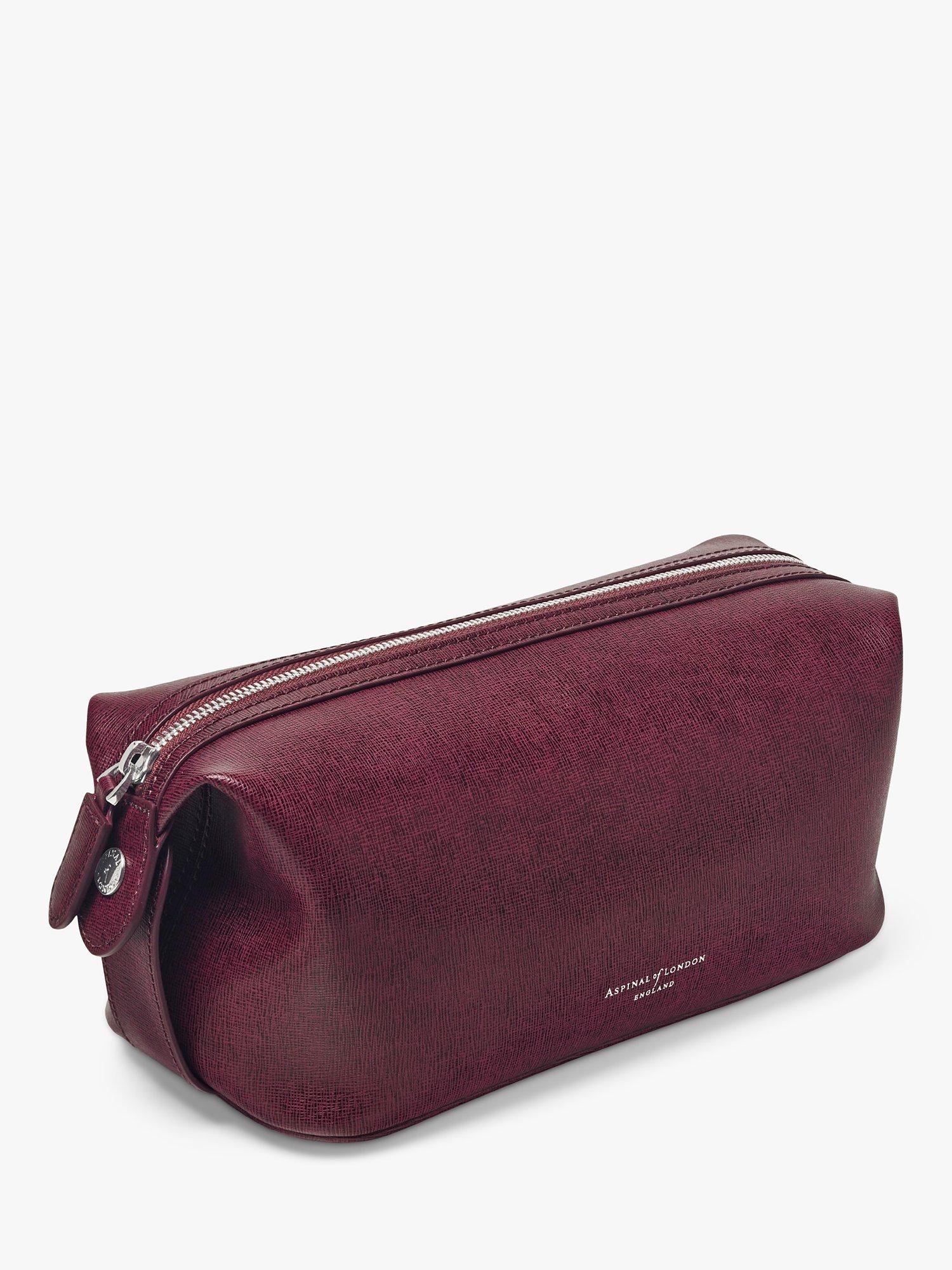 Aspinal of London Mount Street Saffiano Leather Wash Bag, Burgundy
