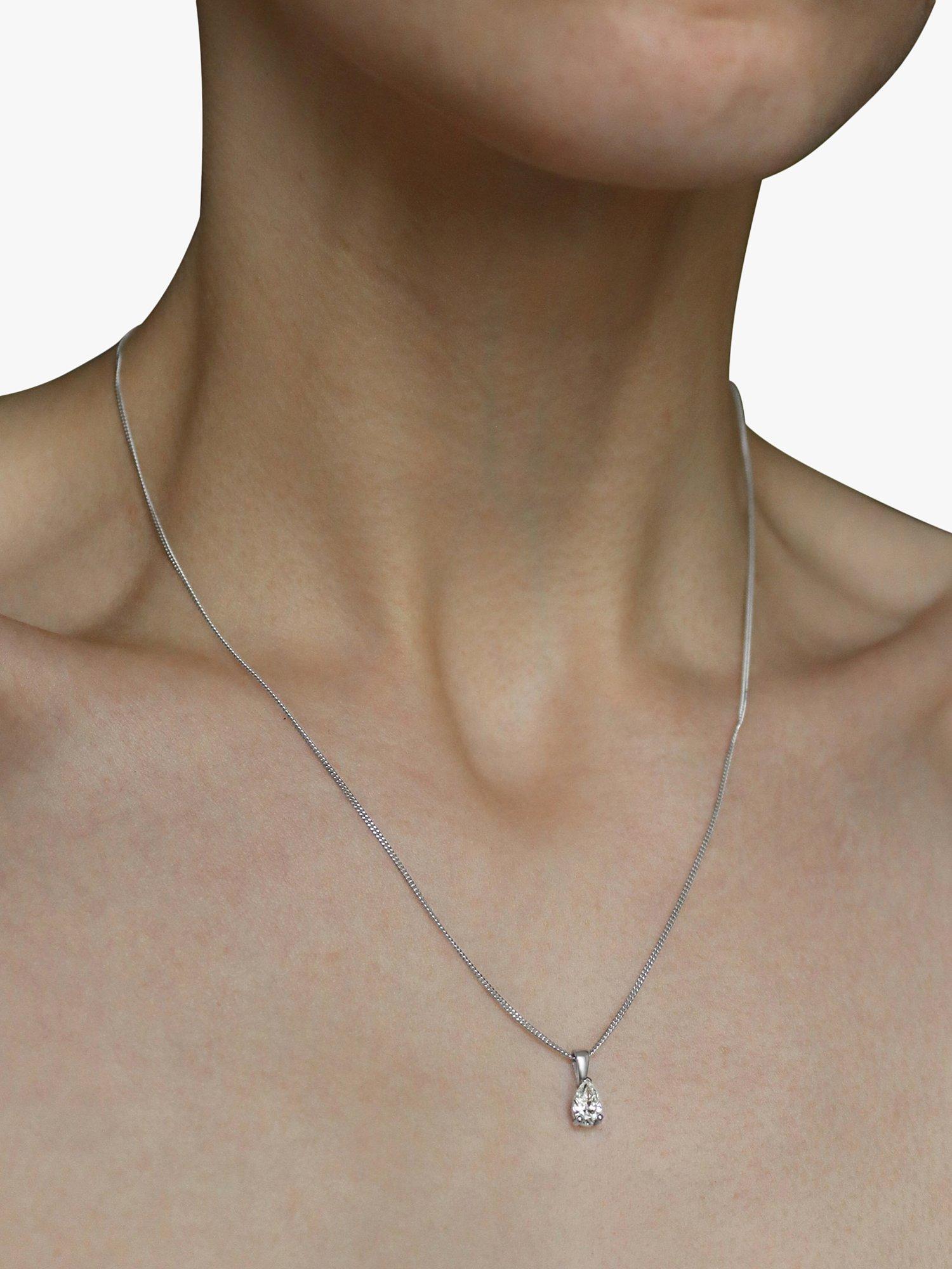 Product image 1 of 4, which shows Milton & Humble Jewellery Pre-Loved 18ct White Gold Solitaire Diamond Pendant Necklace