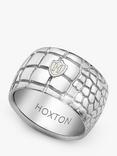 Hoxton London Wild Crocodile Patterned Ring, Silver