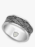 Hoxton London Woven Links Ring, Silver/Black