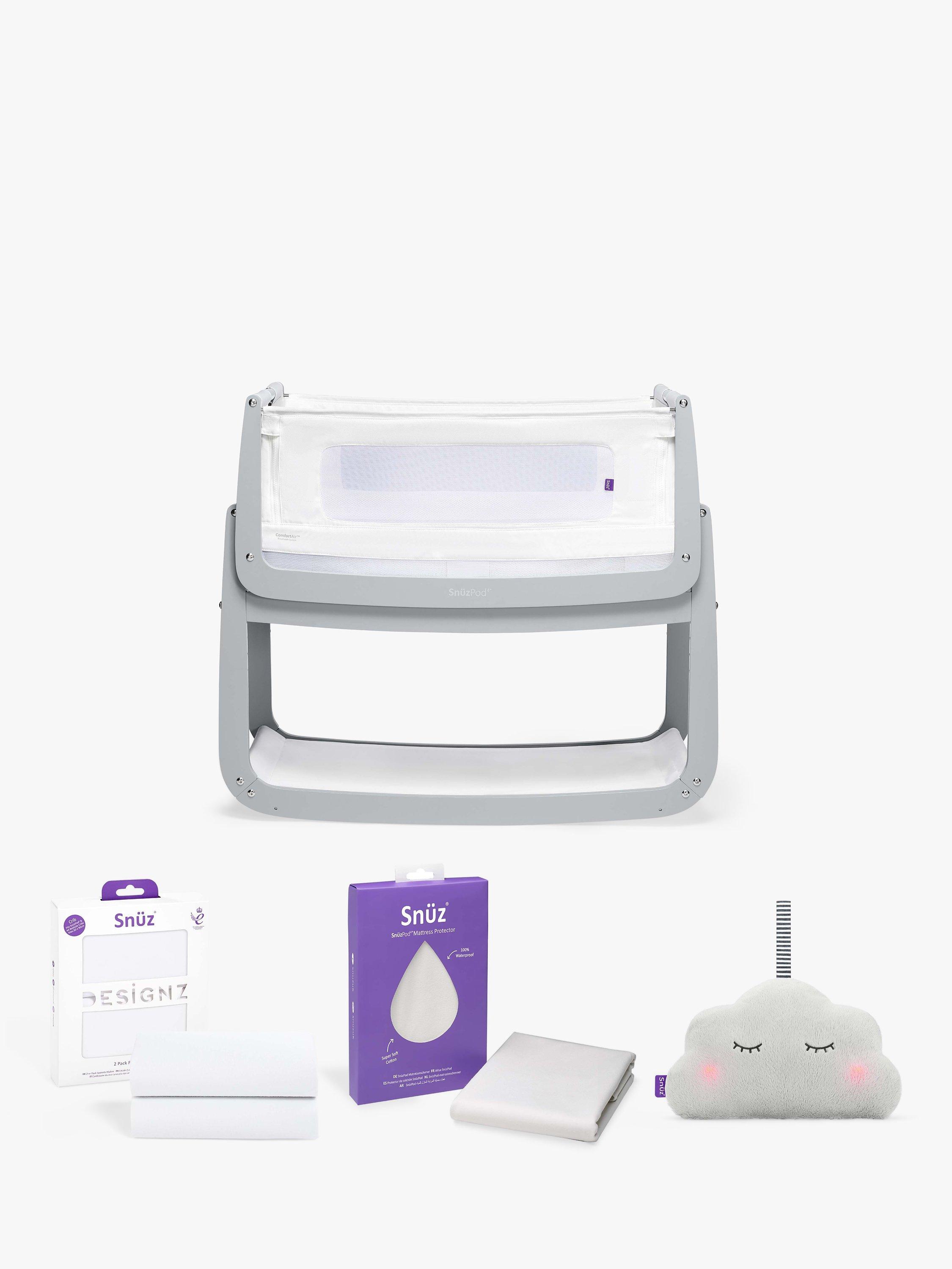 Snuz SnuzPod 4 Comfort Air Bedside Crib Starter Bundle, Dove