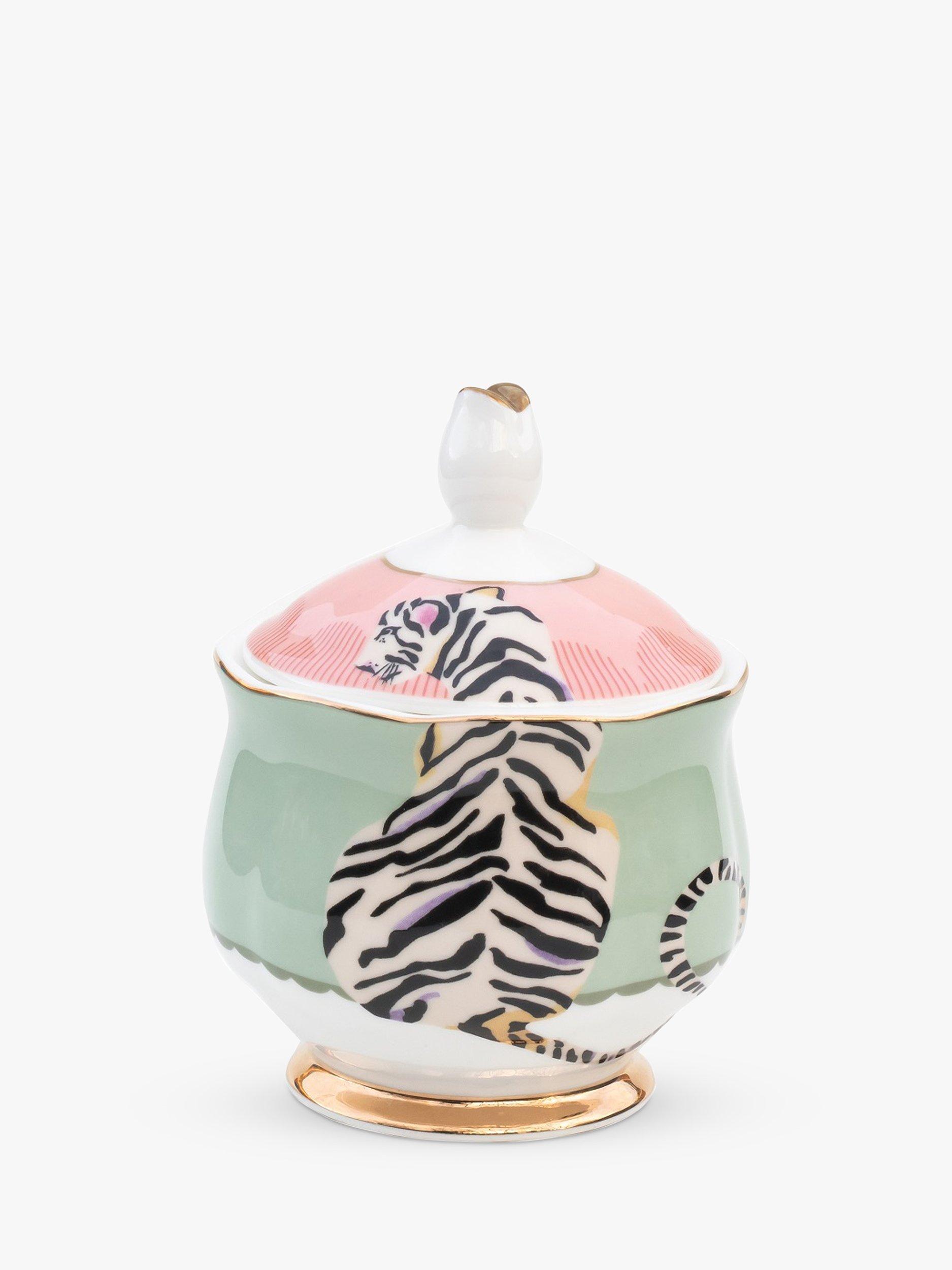 Yvonne Ellen Tiger Sugar Pot & Lid, 260ml, Green Jade/Multi