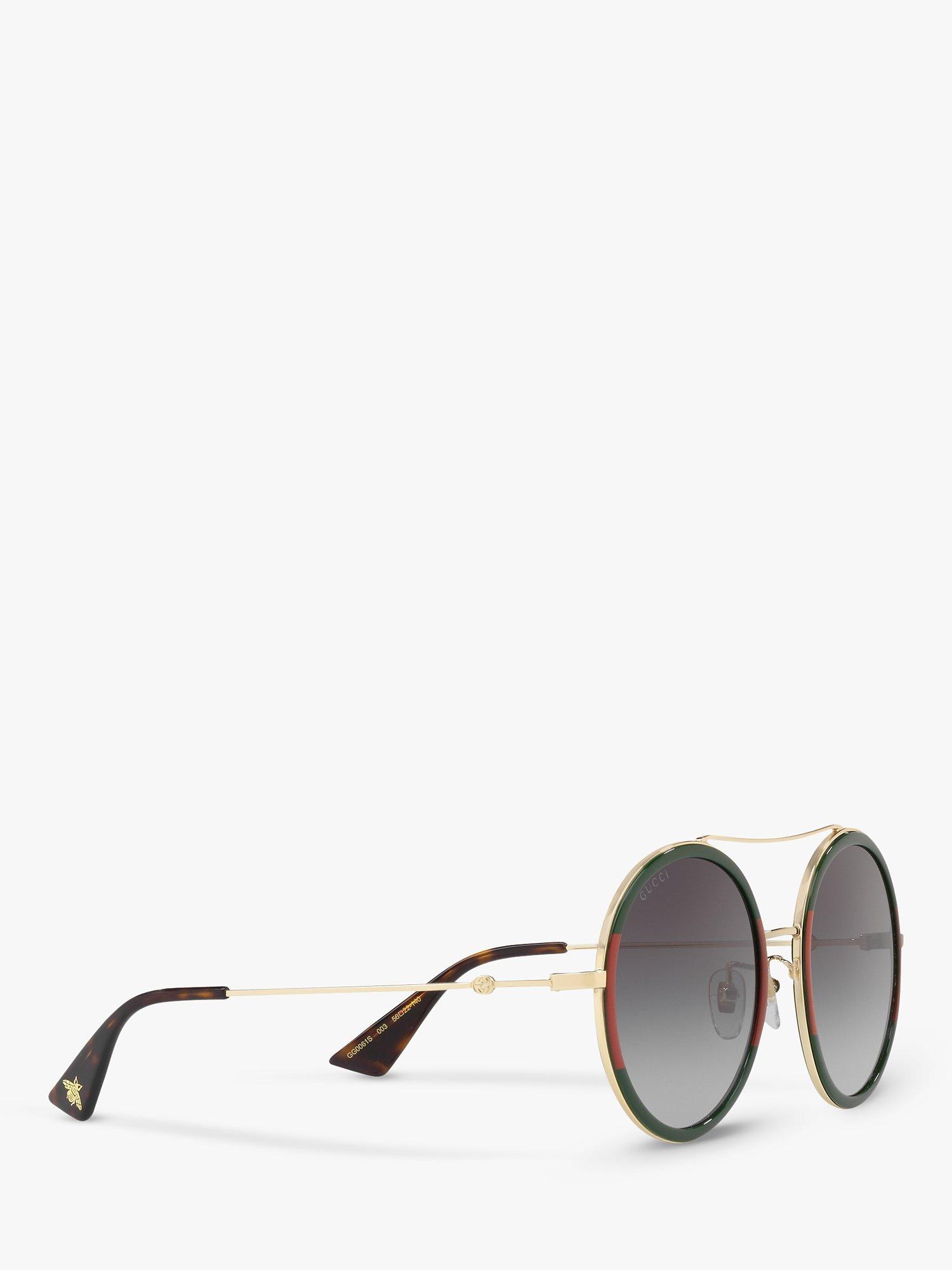 Product image 11 of 11, which shows Gucci GG0061S Women's Polarised Round Sunglasses, Gold/Grey Gradient