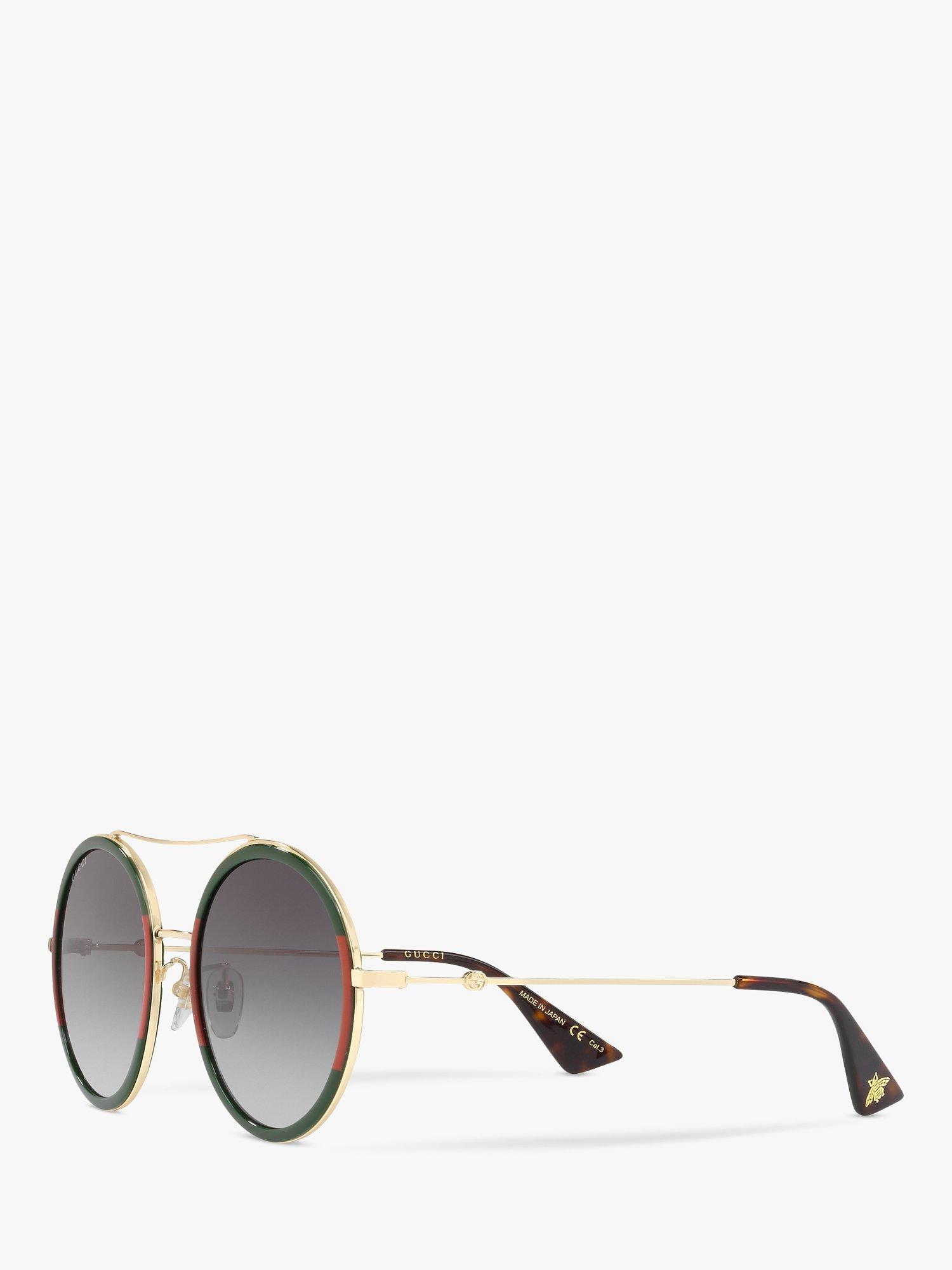 Gucci GG0061S Women's Polarised Round Sunglasses, Gold/Grey Gradient