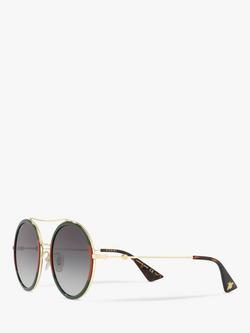 Gucci GG0061S Women's Polarised Round Sunglasses, Gold/Grey Gradient - view 2, Gold/Grey Gradient