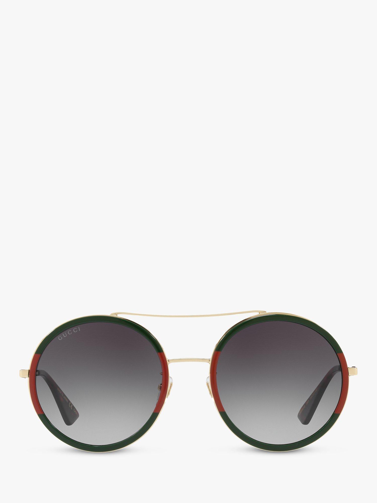 Gucci GG0061S Women's Polarised Round Sunglasses, Gold/Grey Gradient