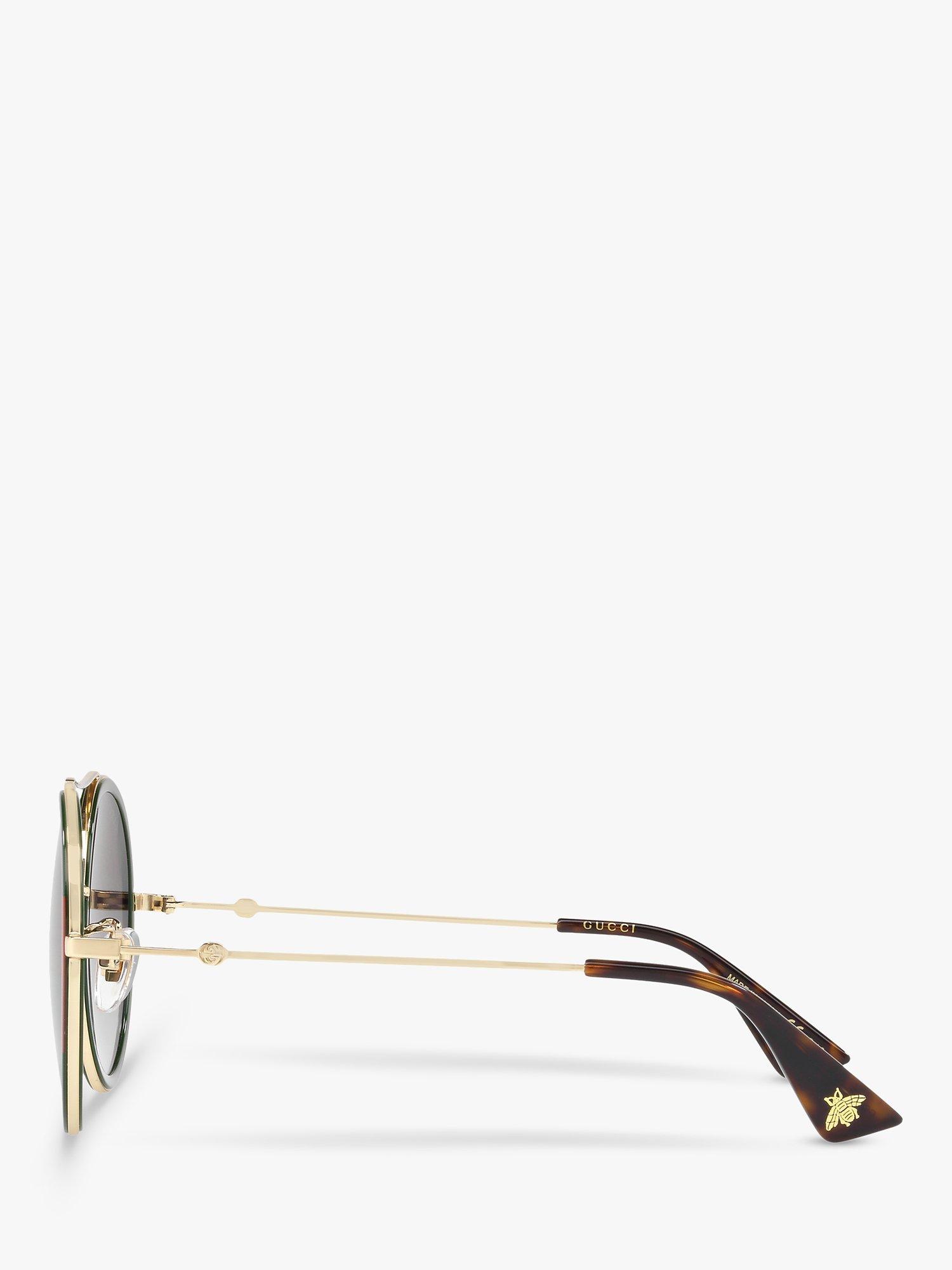 Gucci GG0061S Women's Polarised Round Sunglasses, Gold/Grey Gradient