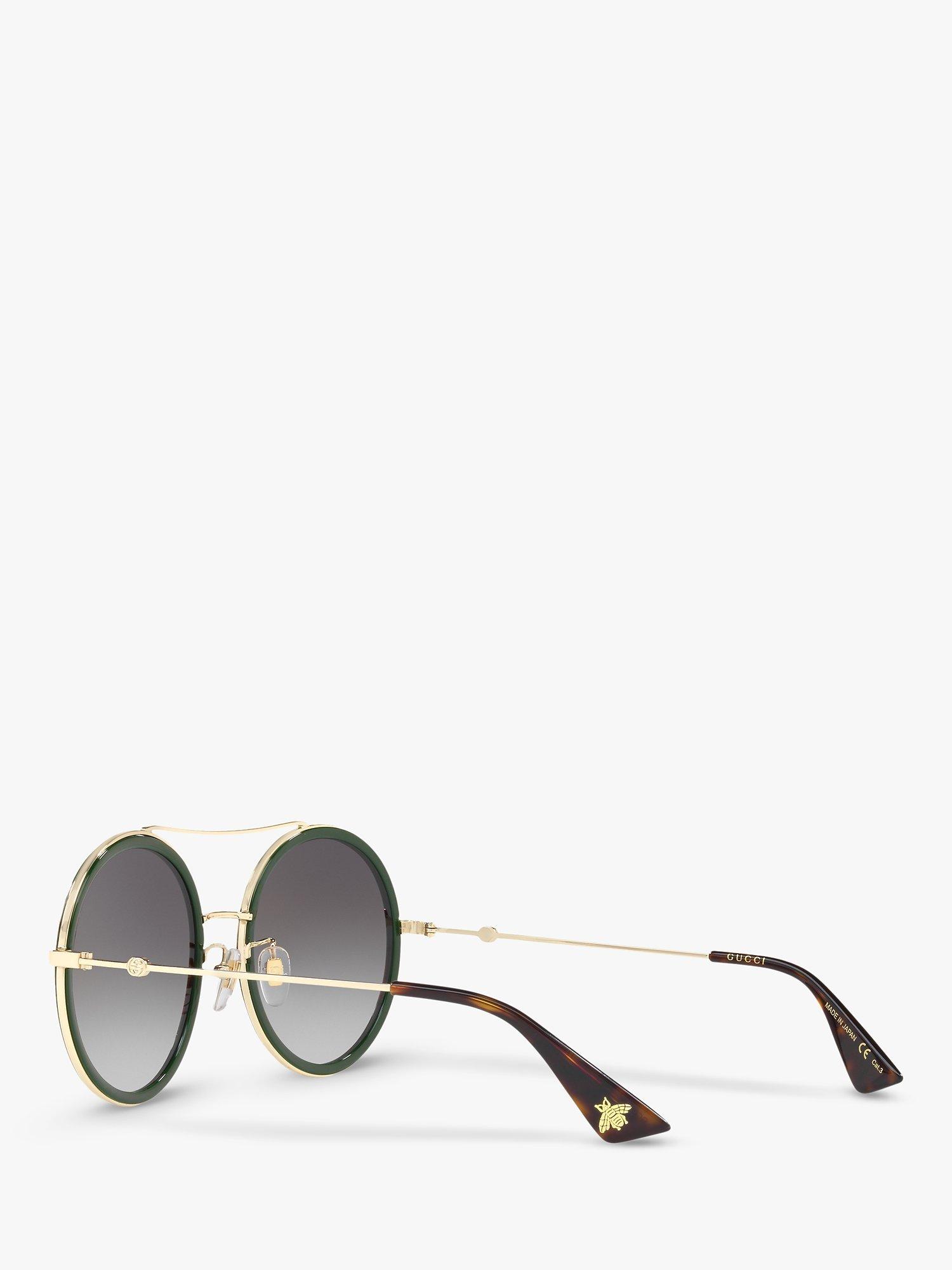 Gucci GG0061S Women's Polarised Round Sunglasses, Gold/Grey Gradient