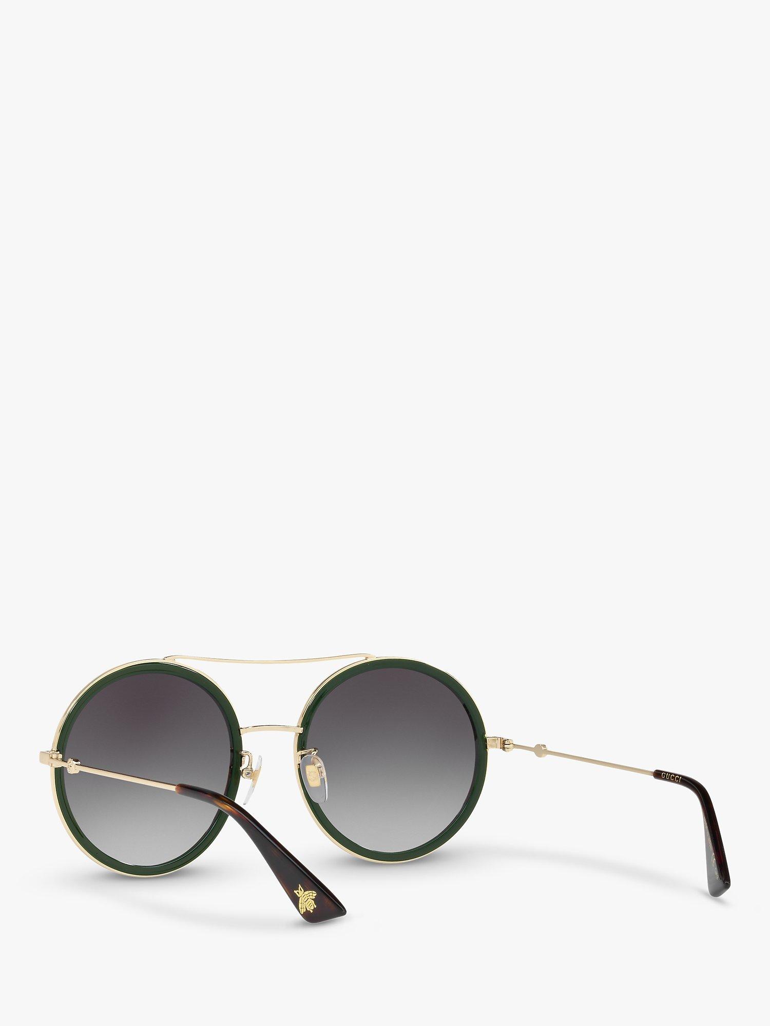 Product image 6 of 11, which shows Gucci GG0061S Women's Polarised Round Sunglasses, Gold/Grey Gradient